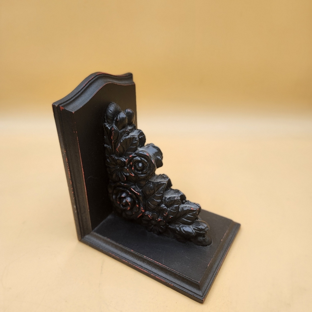 Black Floral Corner Bookend - Decorative Home Accent